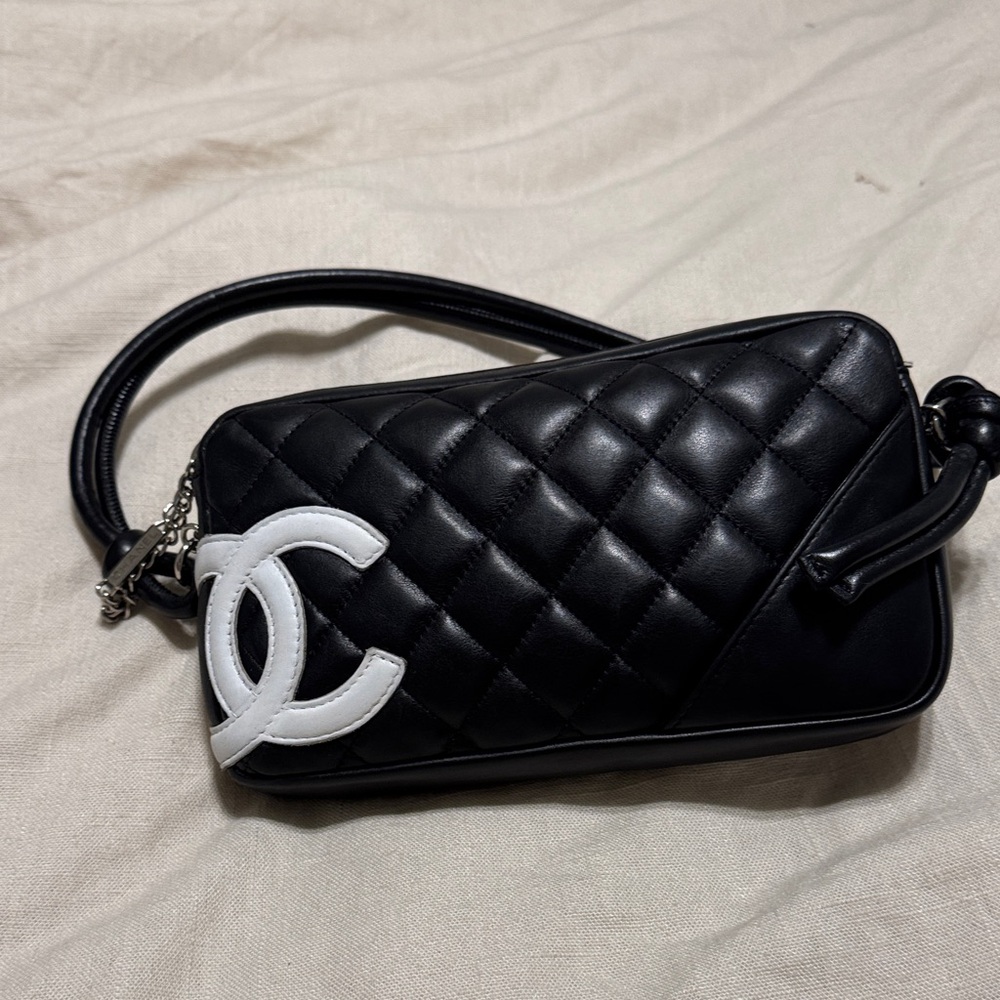 Chanel Black and White Quilted Crossbody Bag